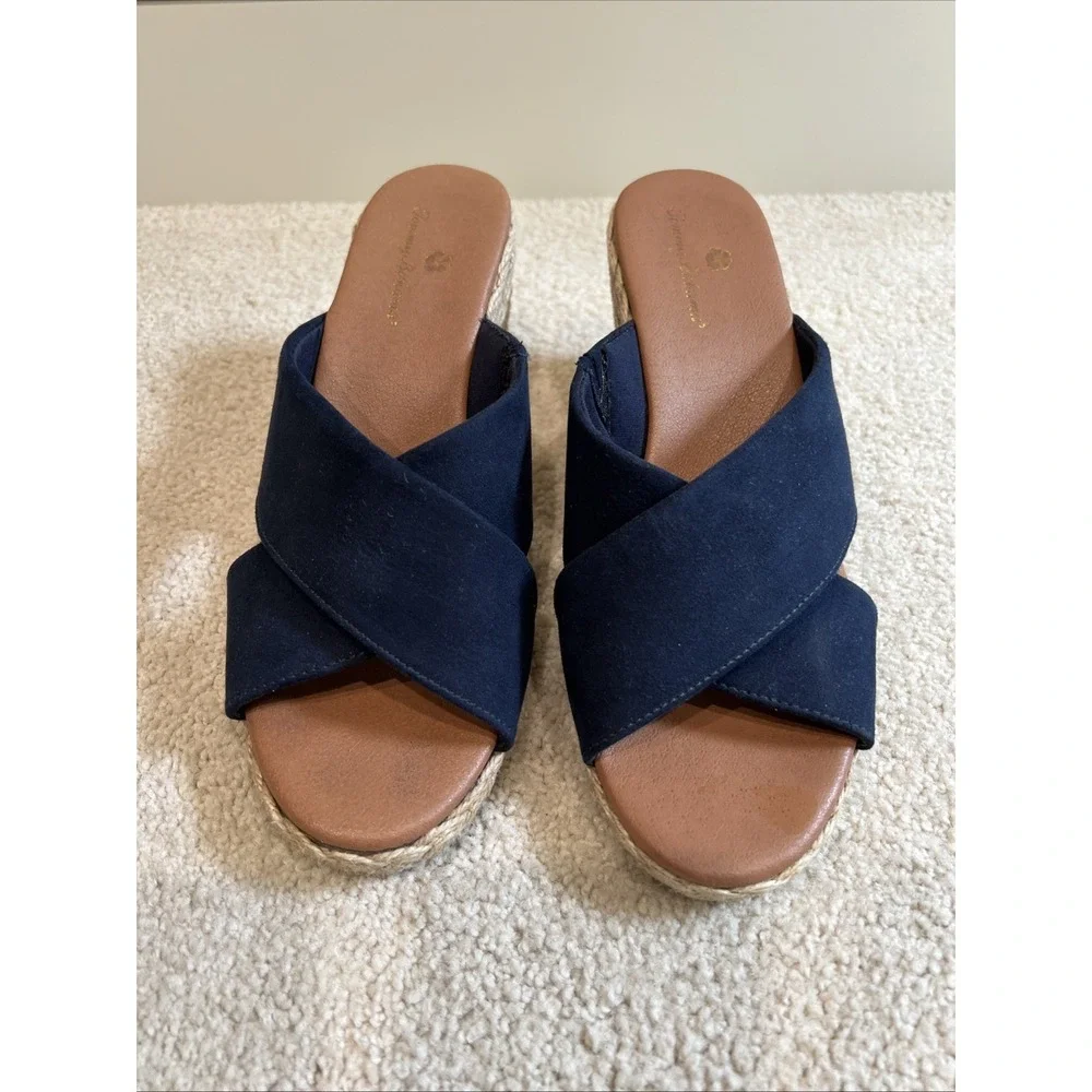 Tommy Bahama Stacey Navy Wedge Sandals Slides Espadrilles Womens Size 7.5 M